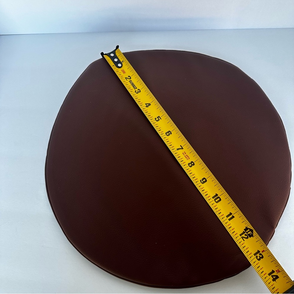 NWOT TFlower Bar Round Faux Leather Coffee Color Brown 13” Inch Slip Seat Cover - Picture 10 of 12